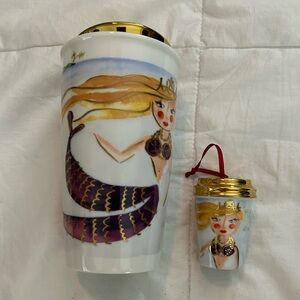 🎉 Host Pick 🎉 Starbucks Mermaid Design Ceramic Travel Mug and Ornament Set